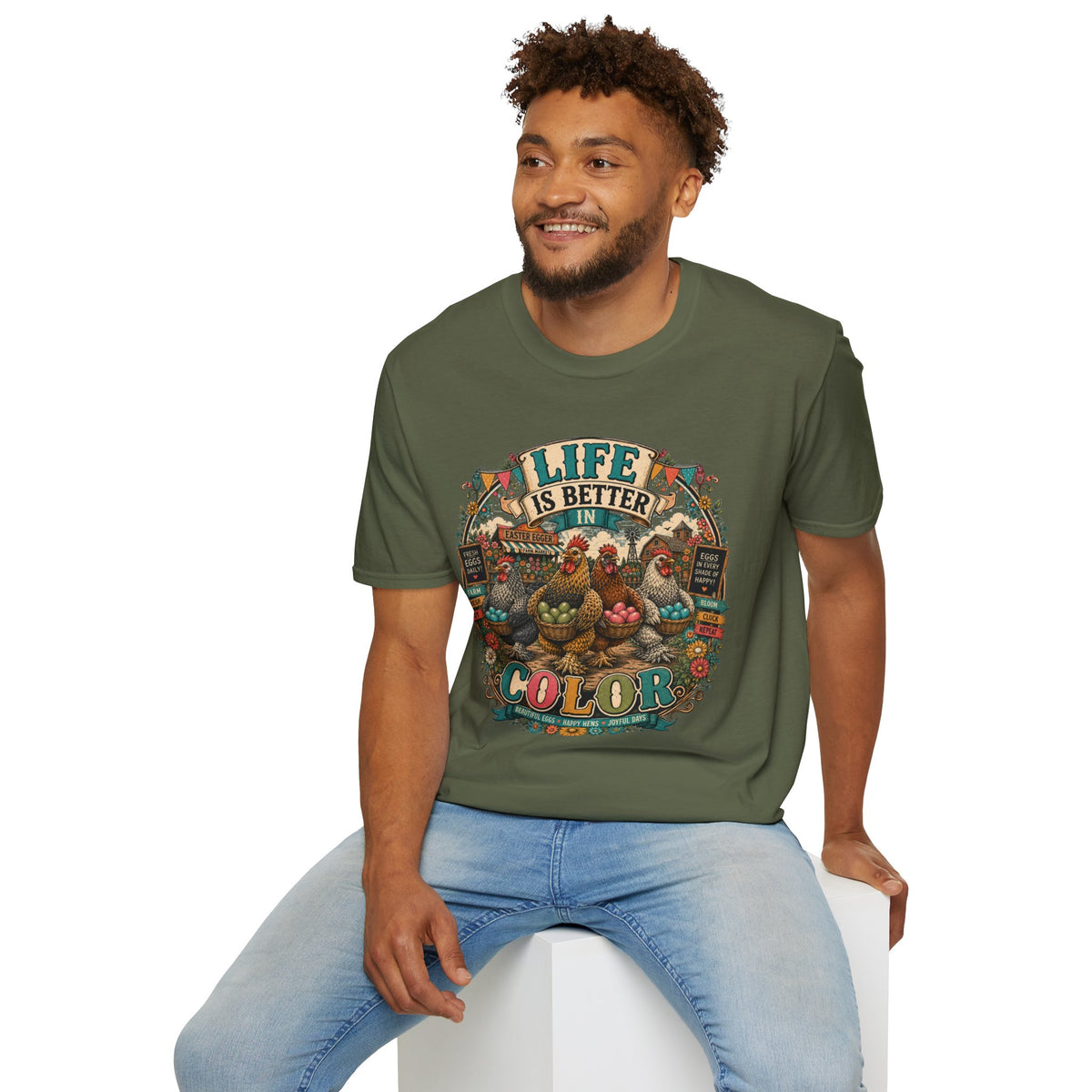 Colorful Farm Festival Easter Egger T-Shirt — Life is Better in Color Tee