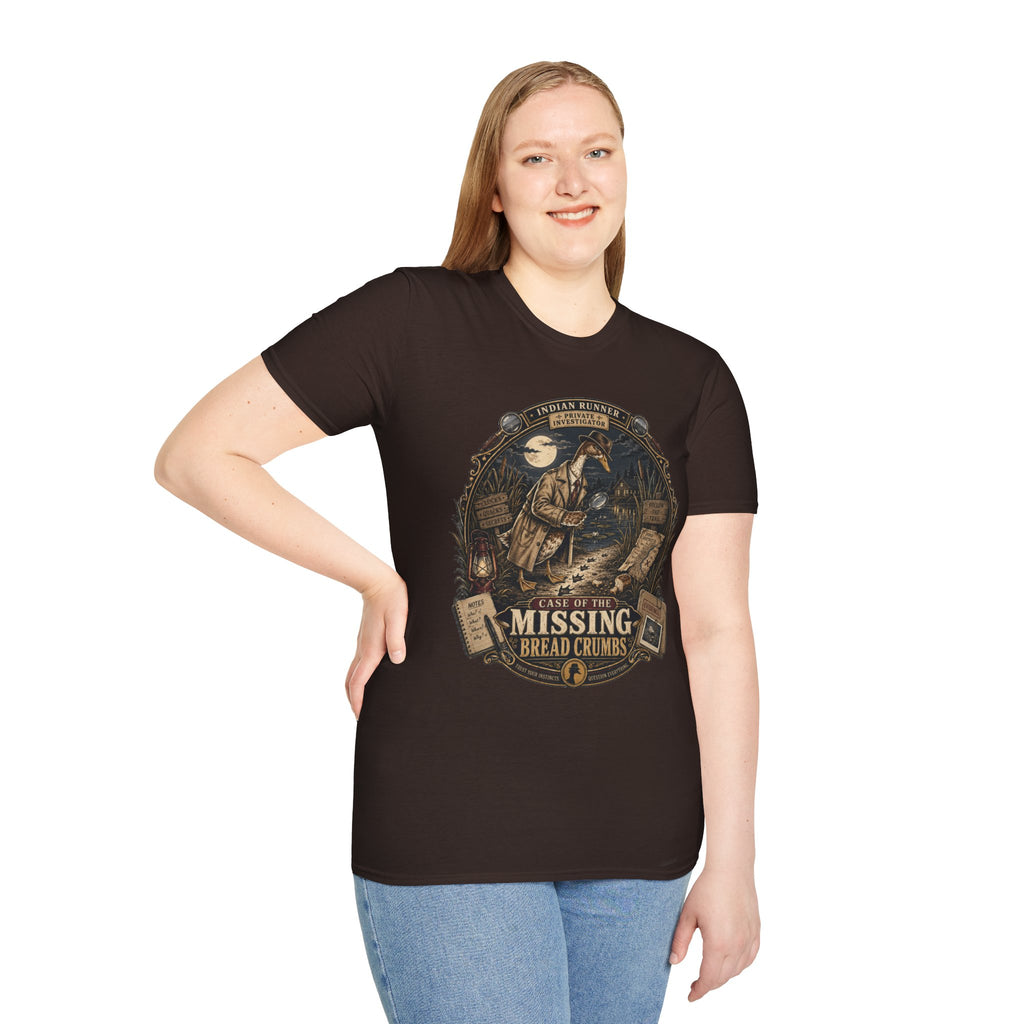The Case of the Missing Breadcrumbs T-Shirt — Indian Runner Duck Mystery Tee