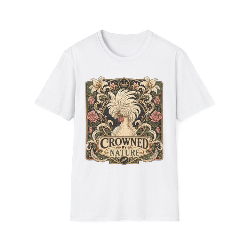 Crowned by Nature Polish Chicken T-Shirt — Vintage Botanical Hen Tee