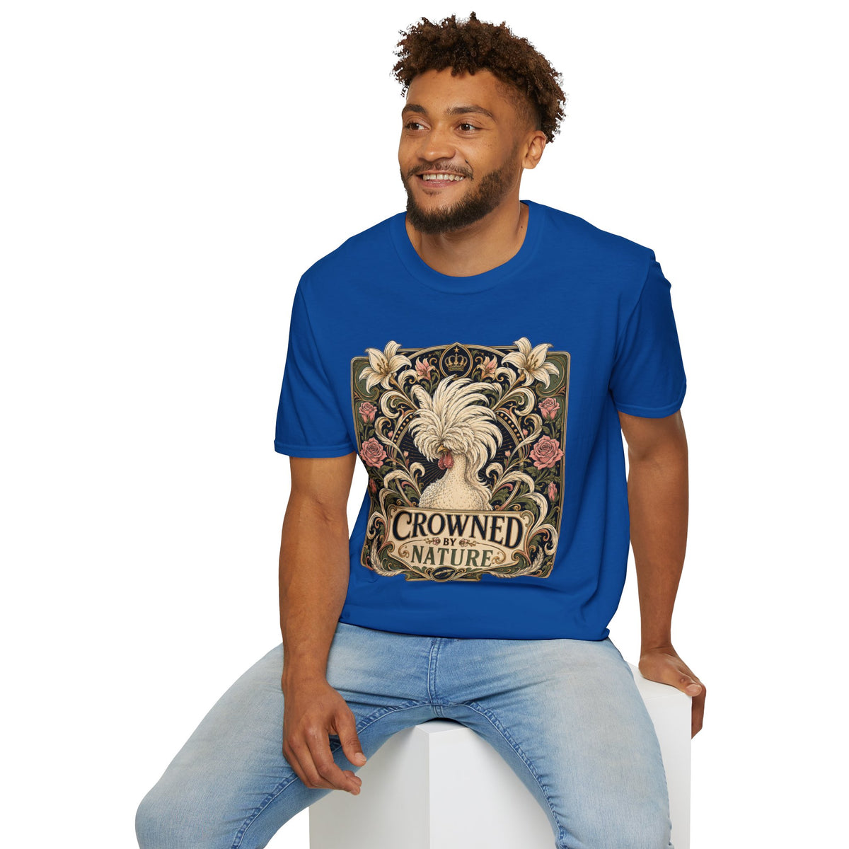 Crowned by Nature Polish Chicken T-Shirt — Vintage Botanical Hen Tee