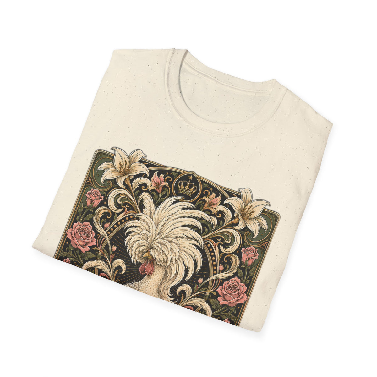 Crowned by Nature Polish Chicken T-Shirt — Vintage Botanical Hen Tee