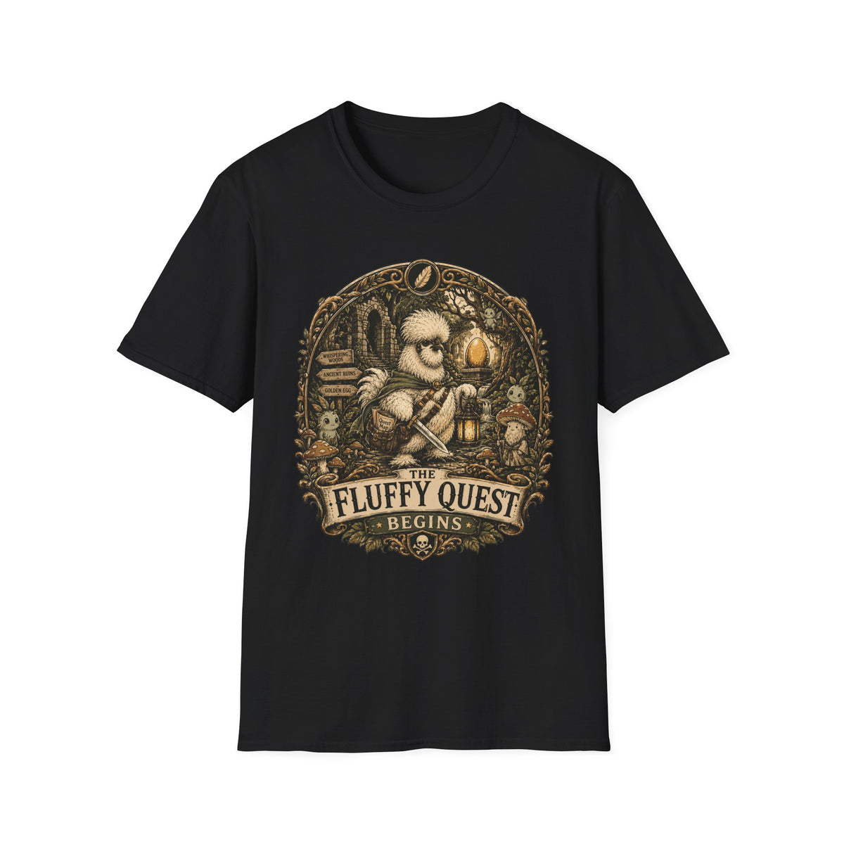 Quest for the Golden Egg Silkie T-Shirt — Enchanted Wood Adventure Tee