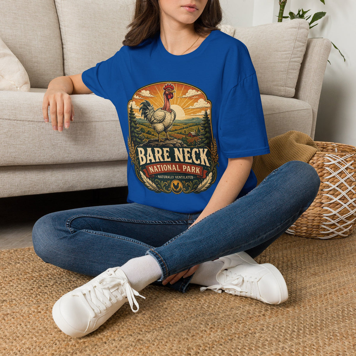 Bare Neck National Park Emblem T-Shirt — Naturally Ventilated Rooster Naked Neck Turken Tee