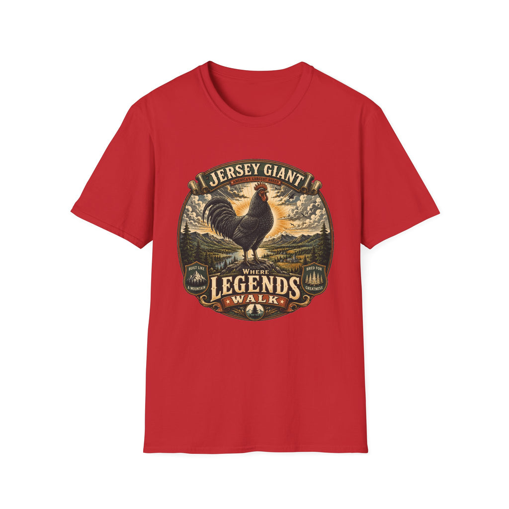 Jersey Giant Heritage Badge T-Shirt — America's Largest Breed Rooster Tee