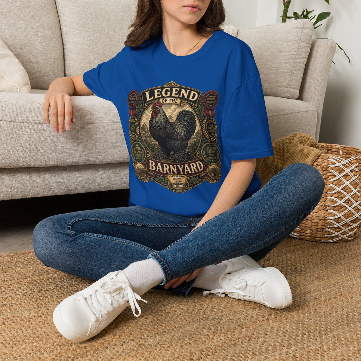 Legend of the Barnyard Dark Brahma T-Shirt — Vintage Rooster Label Tee