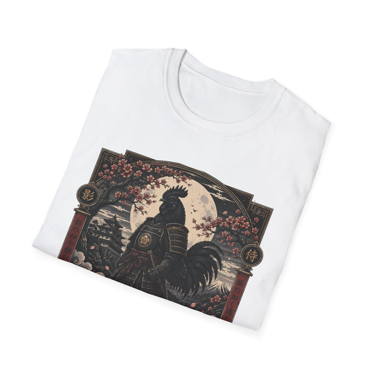 Shadow Samurai Ayam Cemani T-Shirt — Moonrise Warrior Rooster Tee
