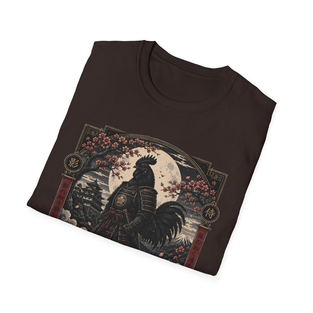 Shadow Samurai Ayam Cemani T-Shirt — Moonrise Warrior Rooster Tee