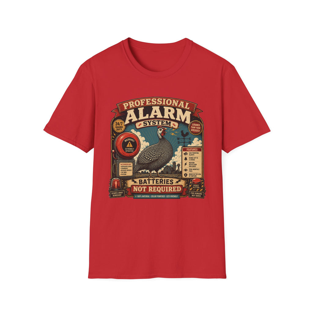 Professional Alarm System Guinea Fowl T-Shirt — Batteries Not Required Tee