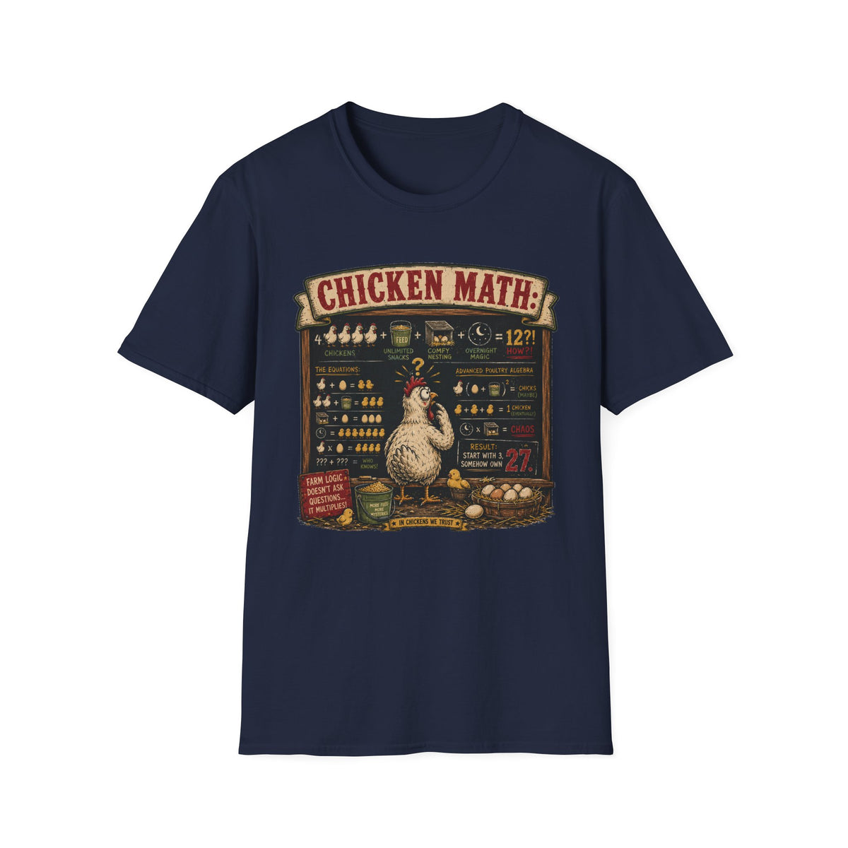 Advanced Poultry Algebra T-Shirt — Chicken Math Chaos Graphic Tee