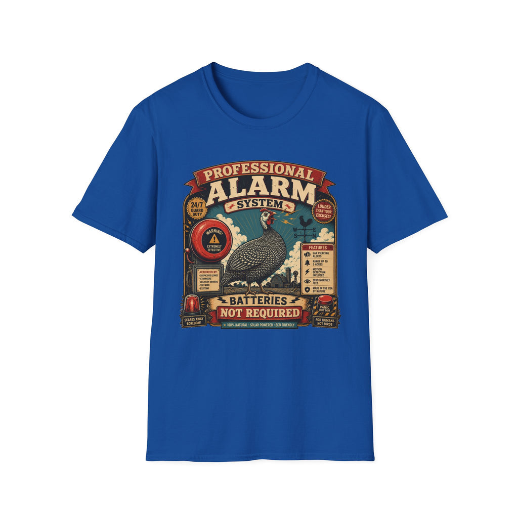 Professional Alarm System Guinea Fowl T-Shirt — Batteries Not Required Tee