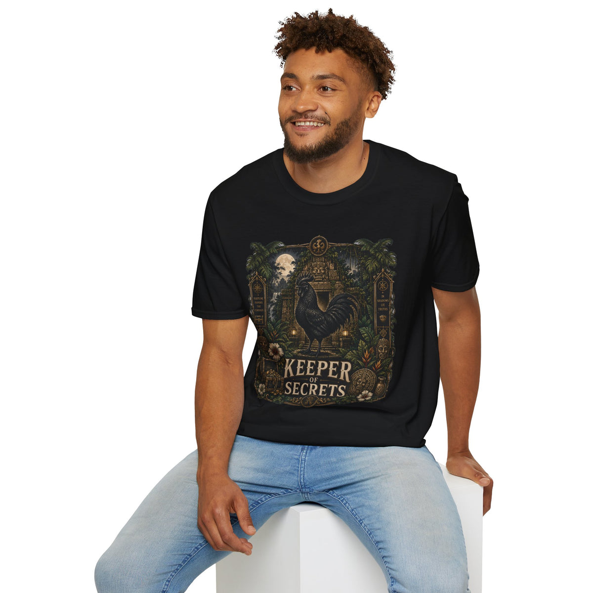 Keeper of Secrets Ayam Cemani T-Shirt — Jungle Temple Rooster Graphic Tee