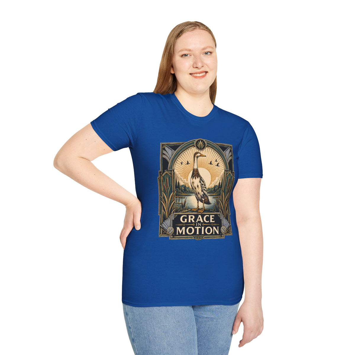 Grace in Motion Indian Runner T-Shirt — Elegant Duck Portrait Tee