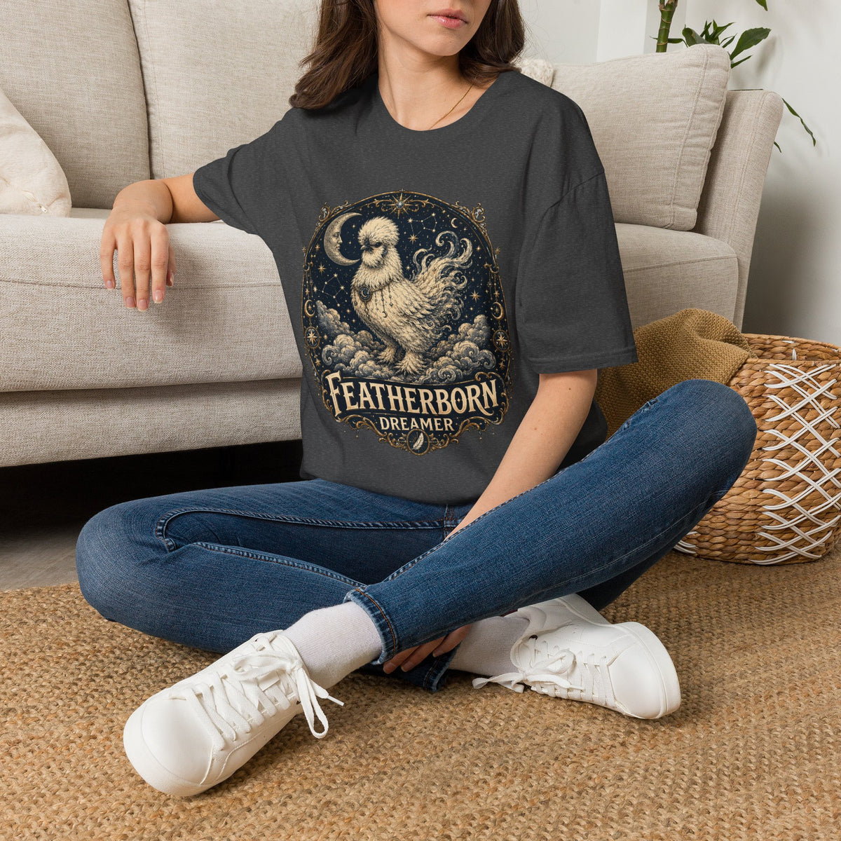 Featherborn Dreamer Silkie T-Shirt — Celestial Moonlit Hen Tee