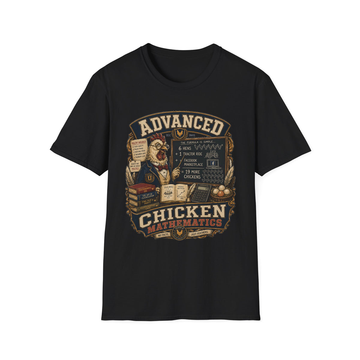 Advanced Chicken Mathematics T-Shirt — 19 More Chickens Formula Tee