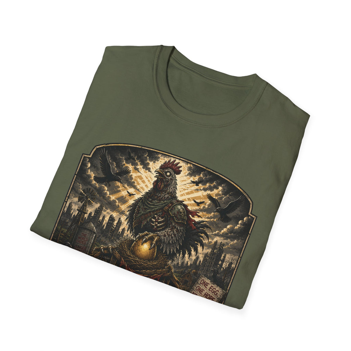 Protect the Last Egg T-Shirt — Undead Guardian Hen Zombie Chicken Tee