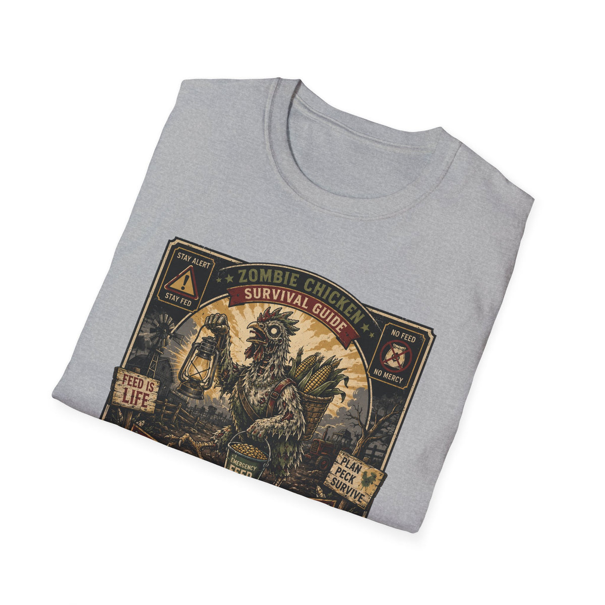 Zombie Chicken Survival Guide T-Shirt — Funny Flock Apocalypse Tee