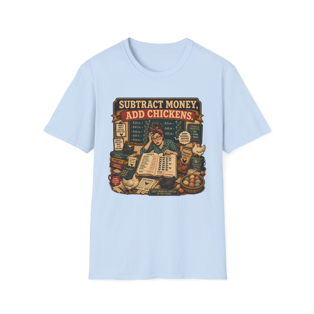 Subtract Money Add Chickens T-shirt, photo 8