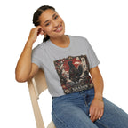 Shadow Samurai Ayam Cemani T-Shirt — Sunset Blossom Warrior Rooster Tee