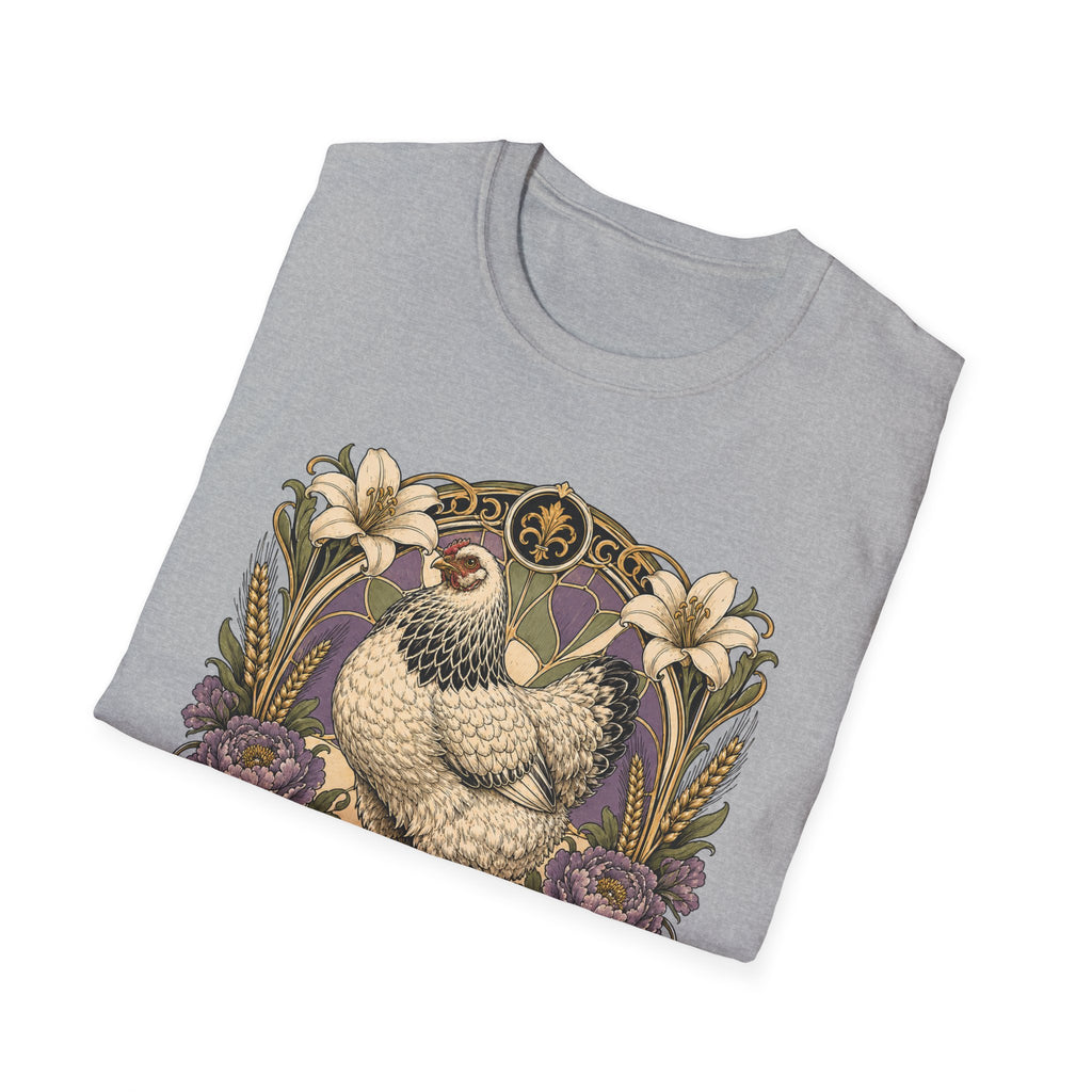 Strength in Grace Brahma Hen T-Shirt — Botanical Rooster Art Tee