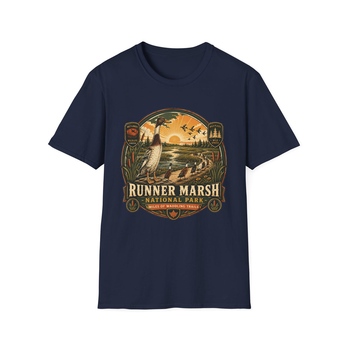 Runner Marsh National Park Badge T-Shirt — Indian Runner Duck Vintage Tee