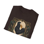 The Black Crown Ayam Cemani T-Shirt — Art Deco Rooster Graphic Tee