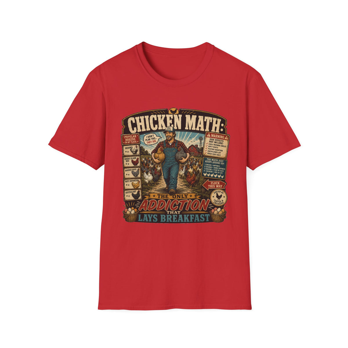 Chicken Math Farm Fun T-Shirt — Popular Breeds In My Flock Tee