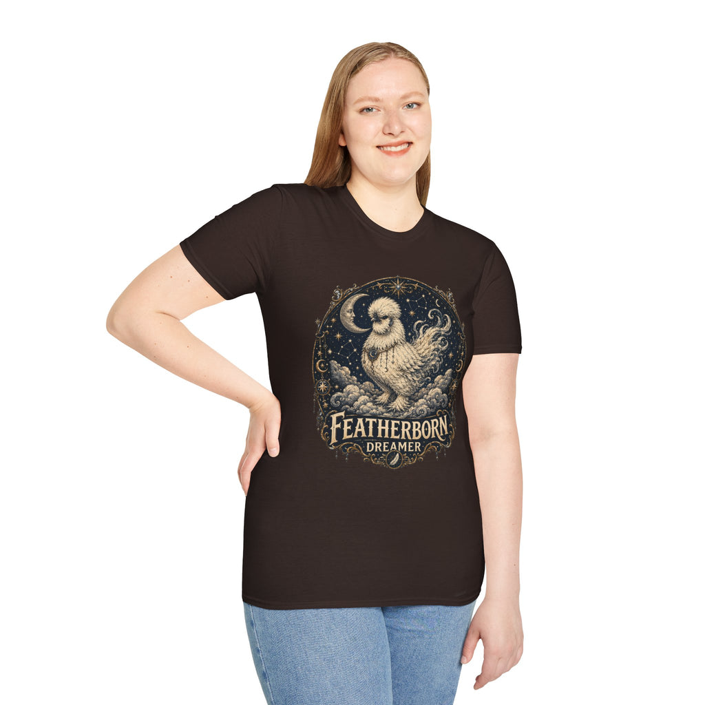 Featherborn Dreamer Silkie T-Shirt — Celestial Moonlit Hen Tee