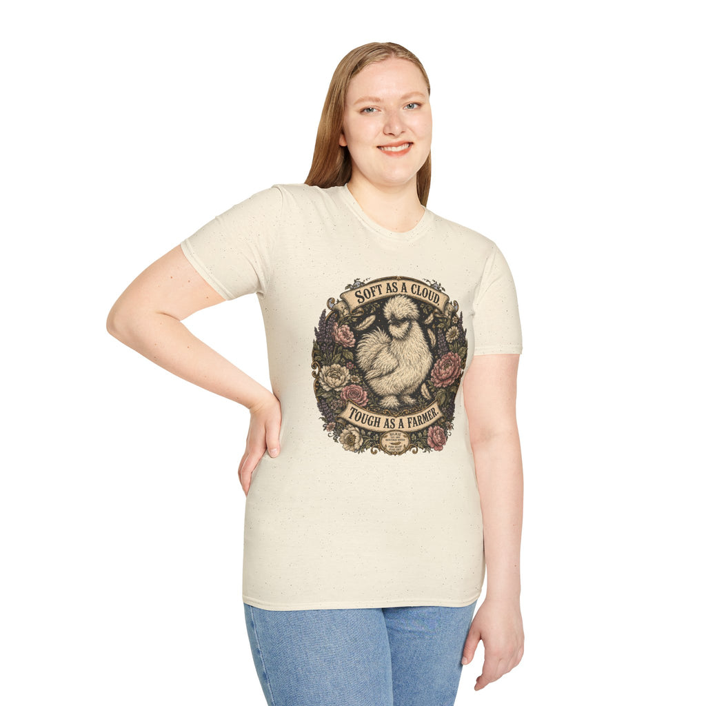 Soft as a Cloud Silkie T-Shirt — Floral Wreath Hen Tee