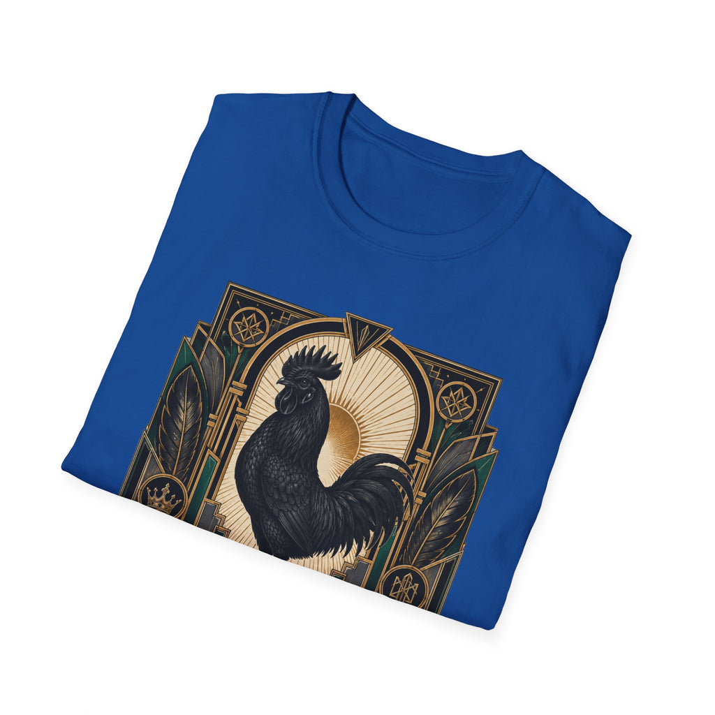 The Black Crown Ayam Cemani T-Shirt — Art Deco Rooster Graphic Tee