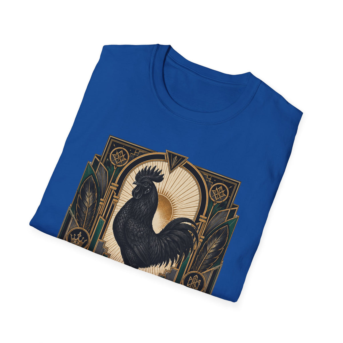 The Black Crown Ayam Cemani T-Shirt — Art Deco Rooster Graphic Tee