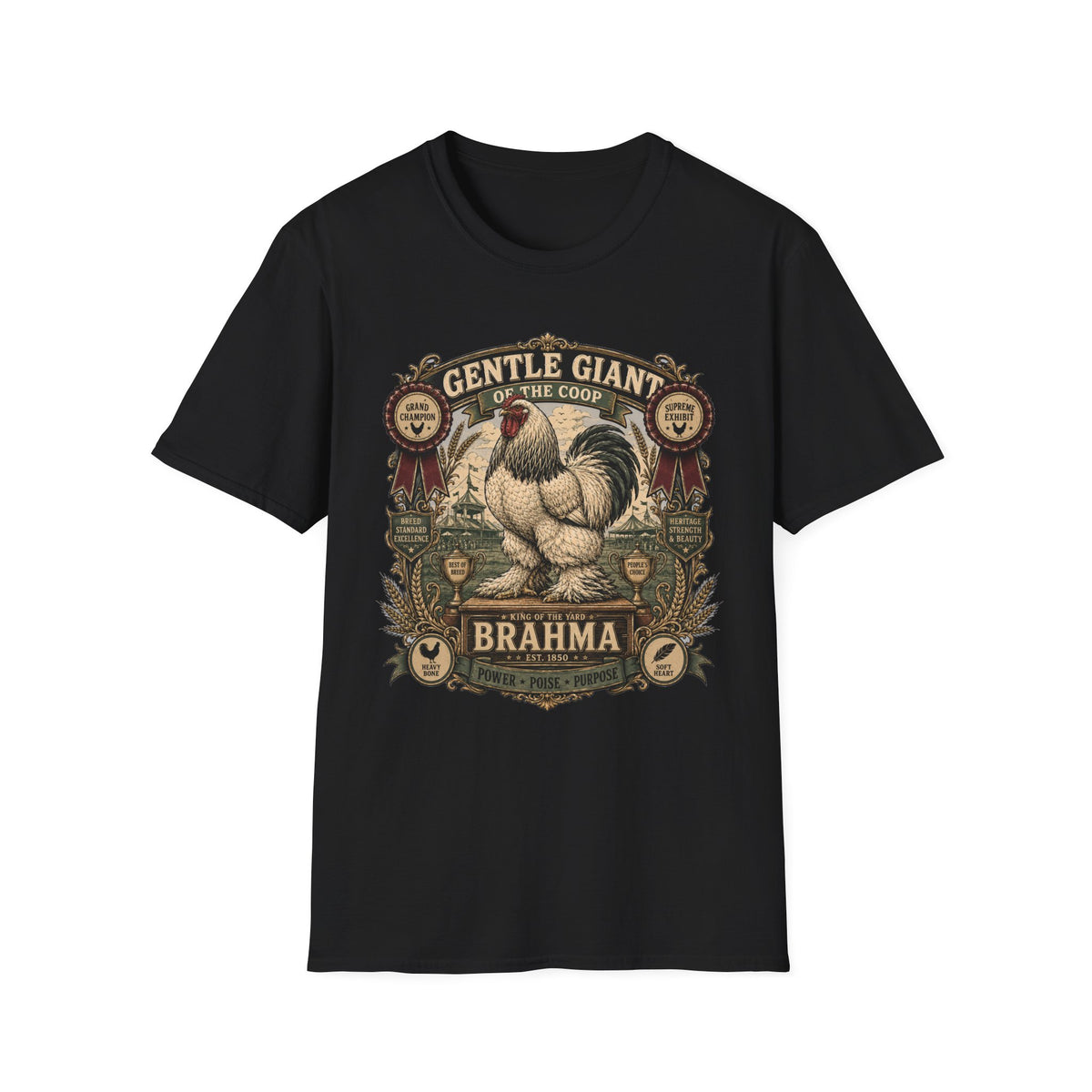 Gentle Giant Heritage Brahma T-Shirt — Prize Rooster Badge Tee