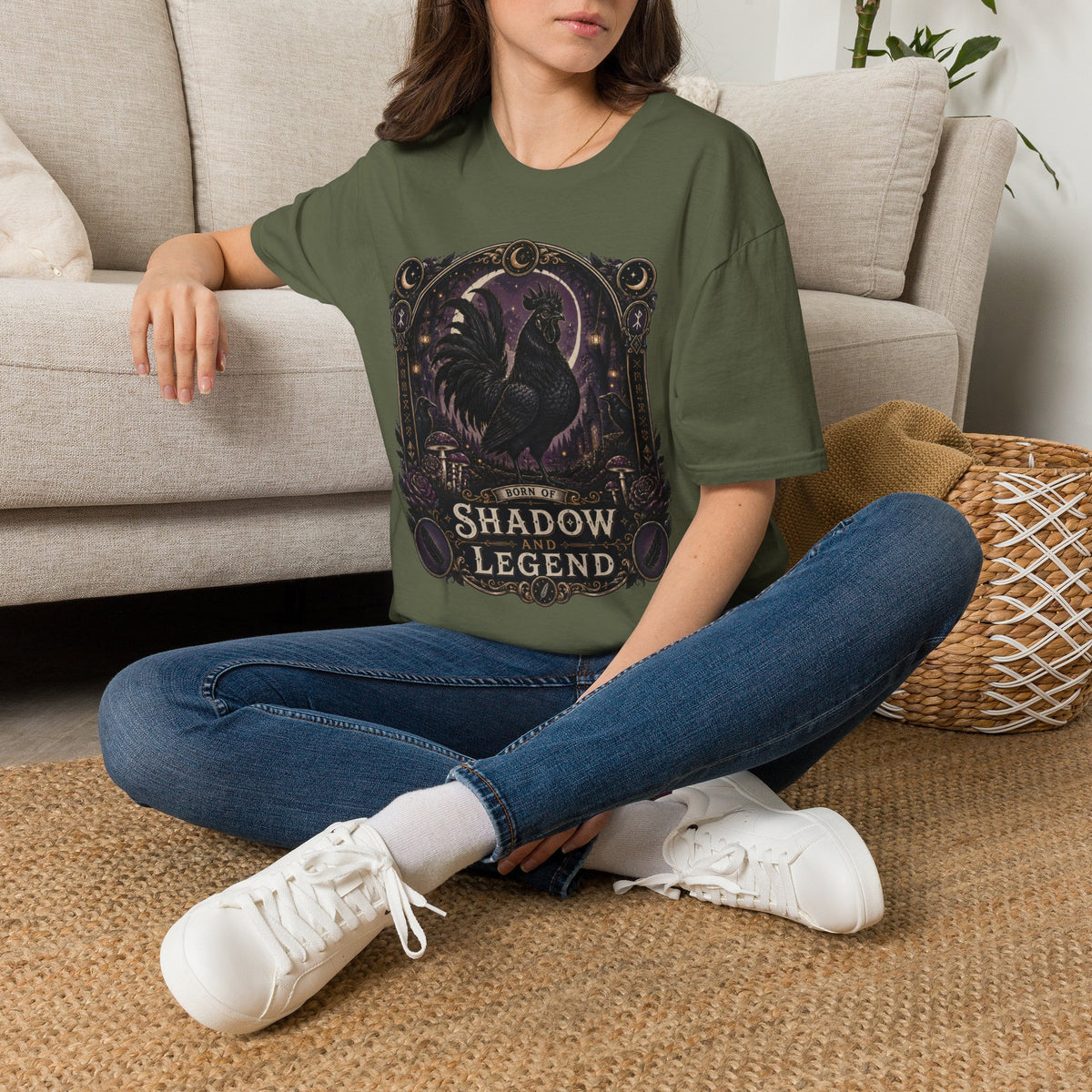 Shadow and Legend Ayam Cemani T-Shirt — Gothic Emblem Rooster Tee