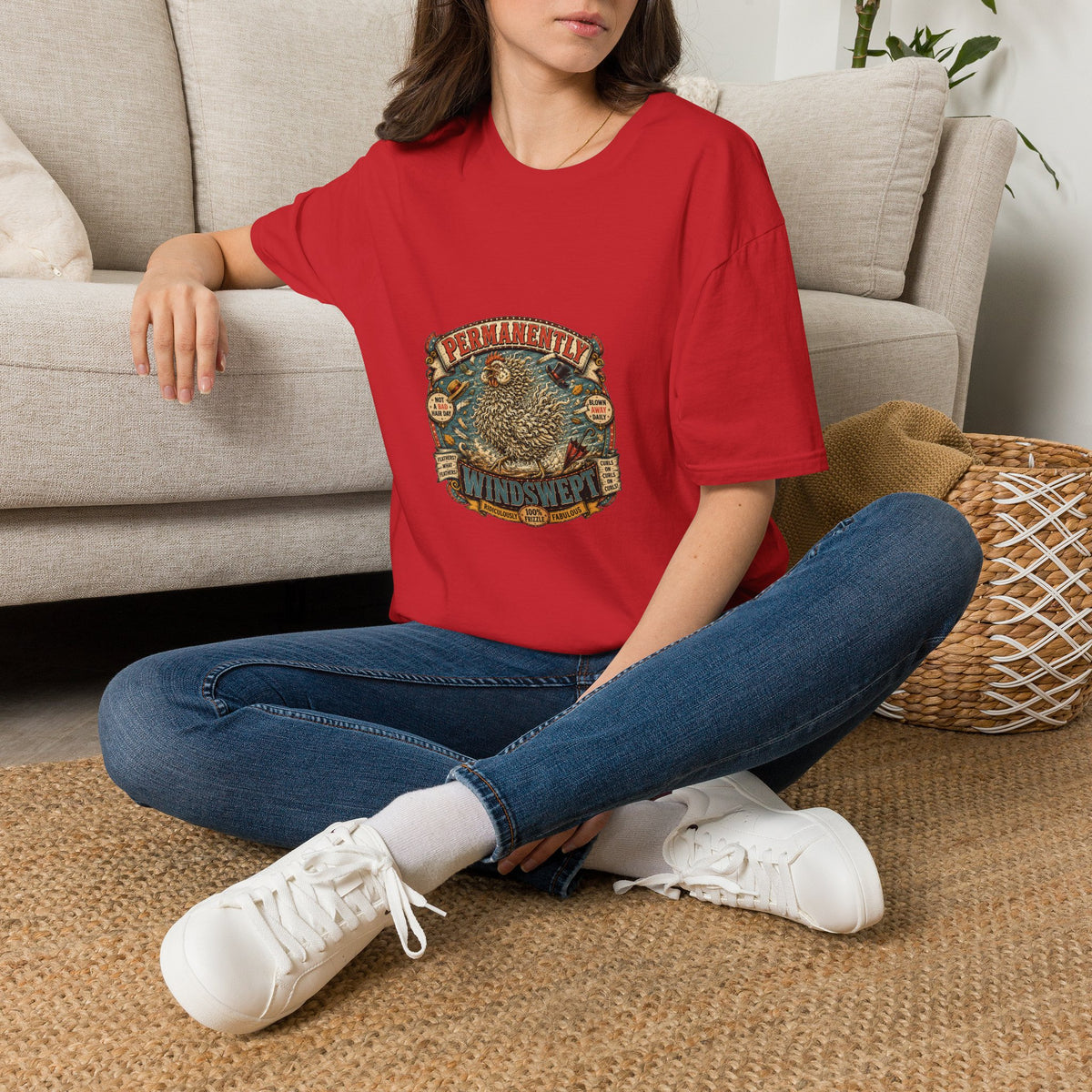Permanently Windswept Frizzle T-Shirt — Curly Feather Novelty Tee