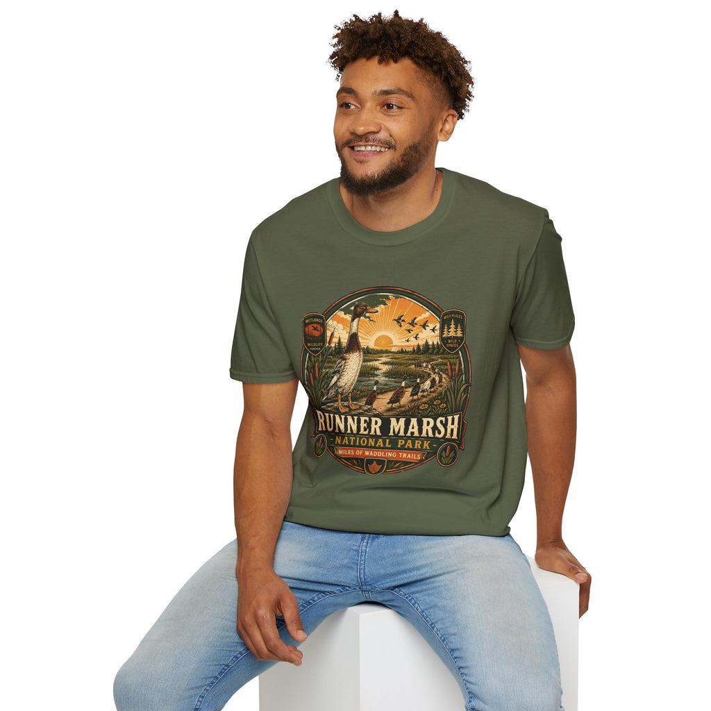 Runner Marsh National Park Badge T-Shirt — Indian Runner Duck Vintage Tee