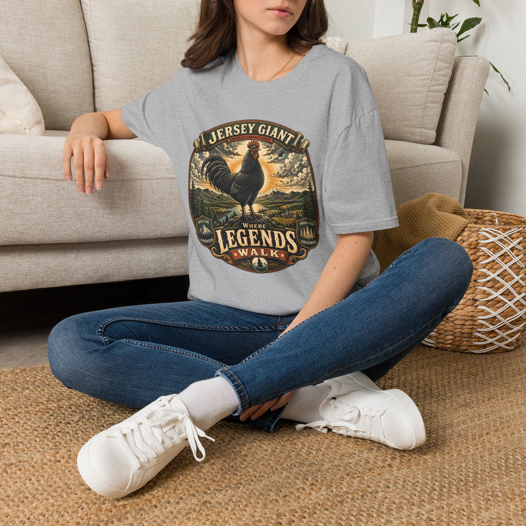 Jersey Giant Heritage Badge T-Shirt — America's Largest Breed Rooster Tee