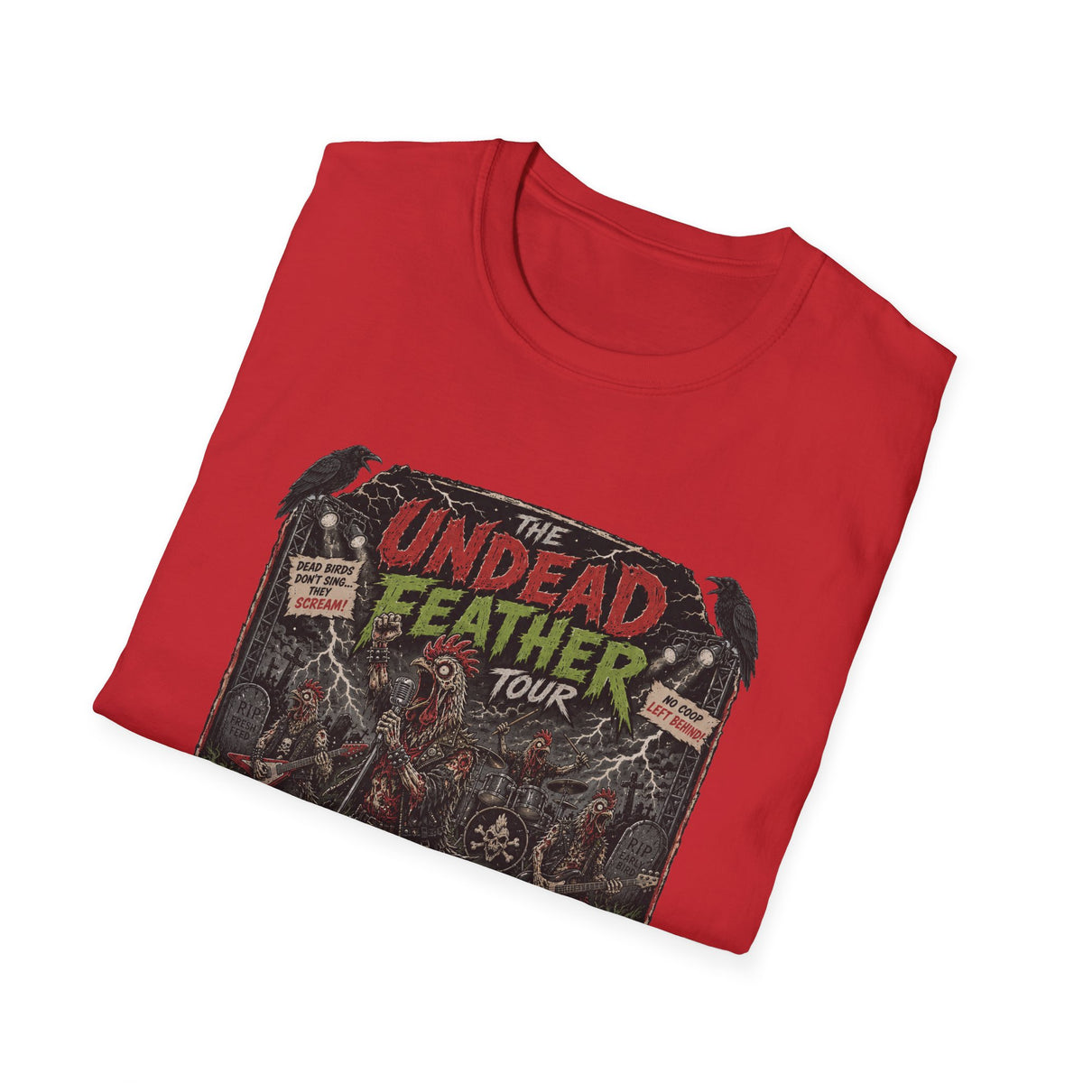 Undead Feather Tour T-Shirt — Zombie Chicken Concert Tee