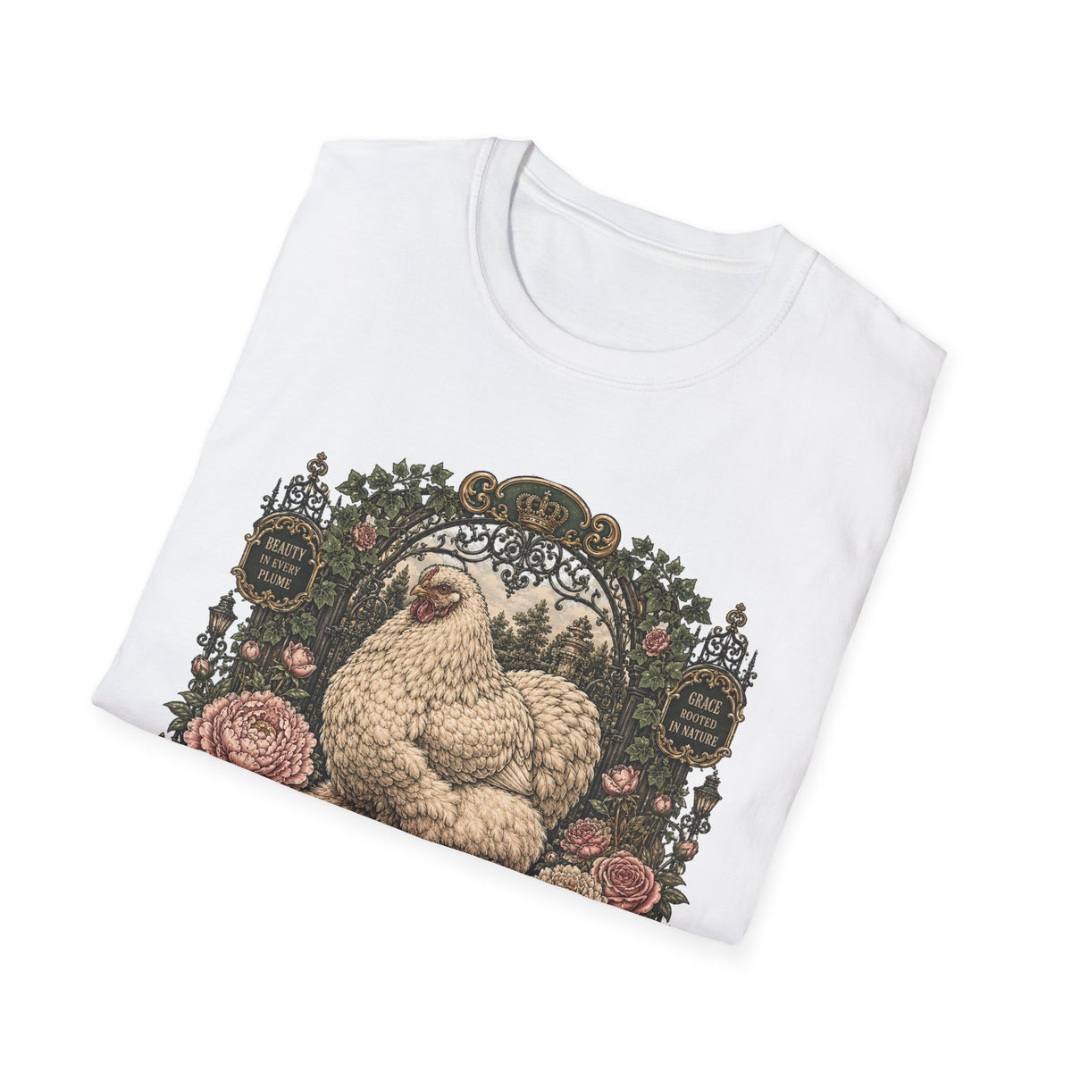 Queen of the Feathered Garden Cochin T-Shirt — Elegant Victorian Hen Tee