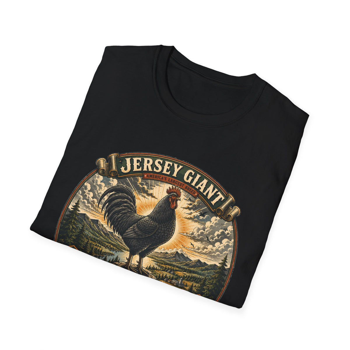 Jersey Giant Heritage Badge T-Shirt — America's Largest Breed Rooster Tee