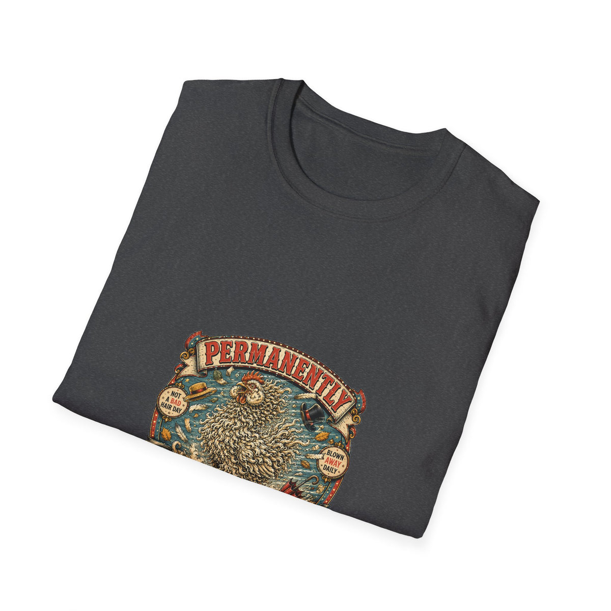 Permanently Windswept Frizzle T-Shirt — Curly Feather Novelty Tee