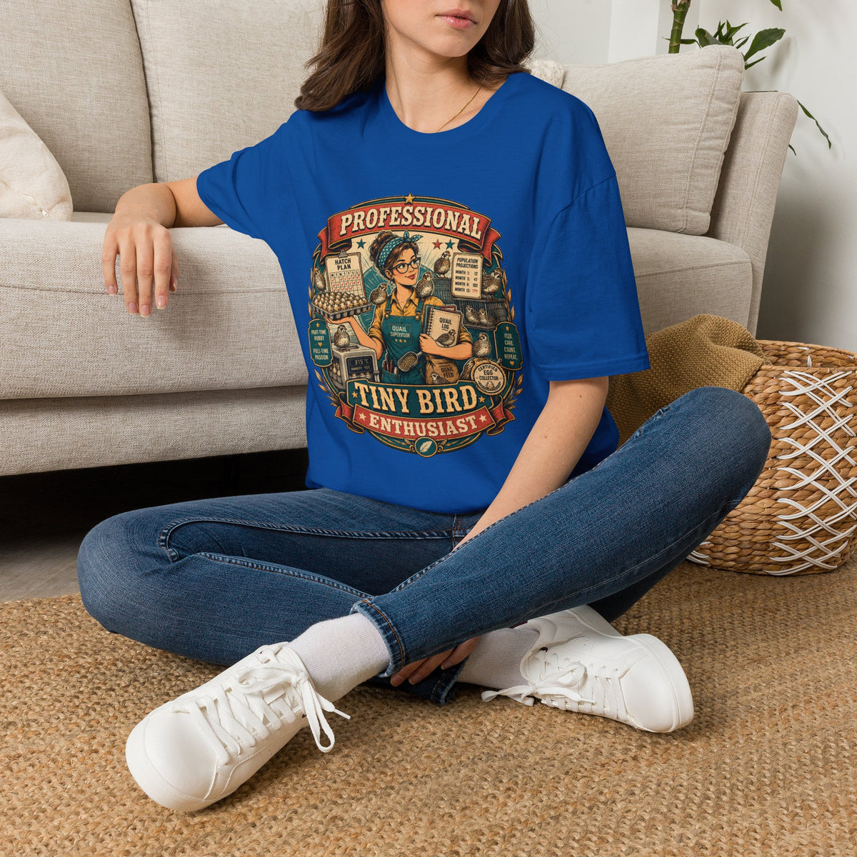 Tiny Bird Enthusiast Badge T-Shirt — Quail Keeper Vintage Graphic Tee