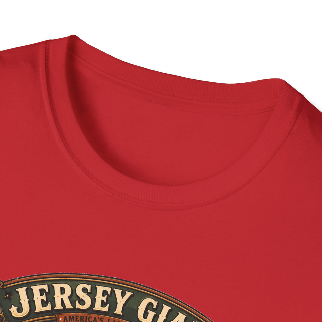 Jersey Giant Heritage Badge T-Shirt — America's Largest Breed Rooster Tee
