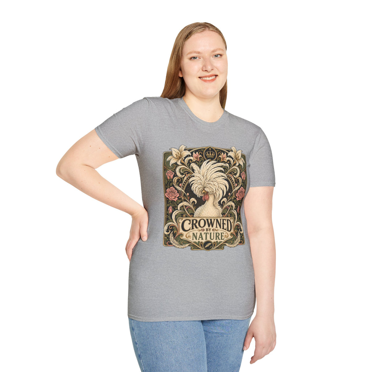 Crowned by Nature Polish Chicken T-Shirt — Vintage Botanical Hen Tee