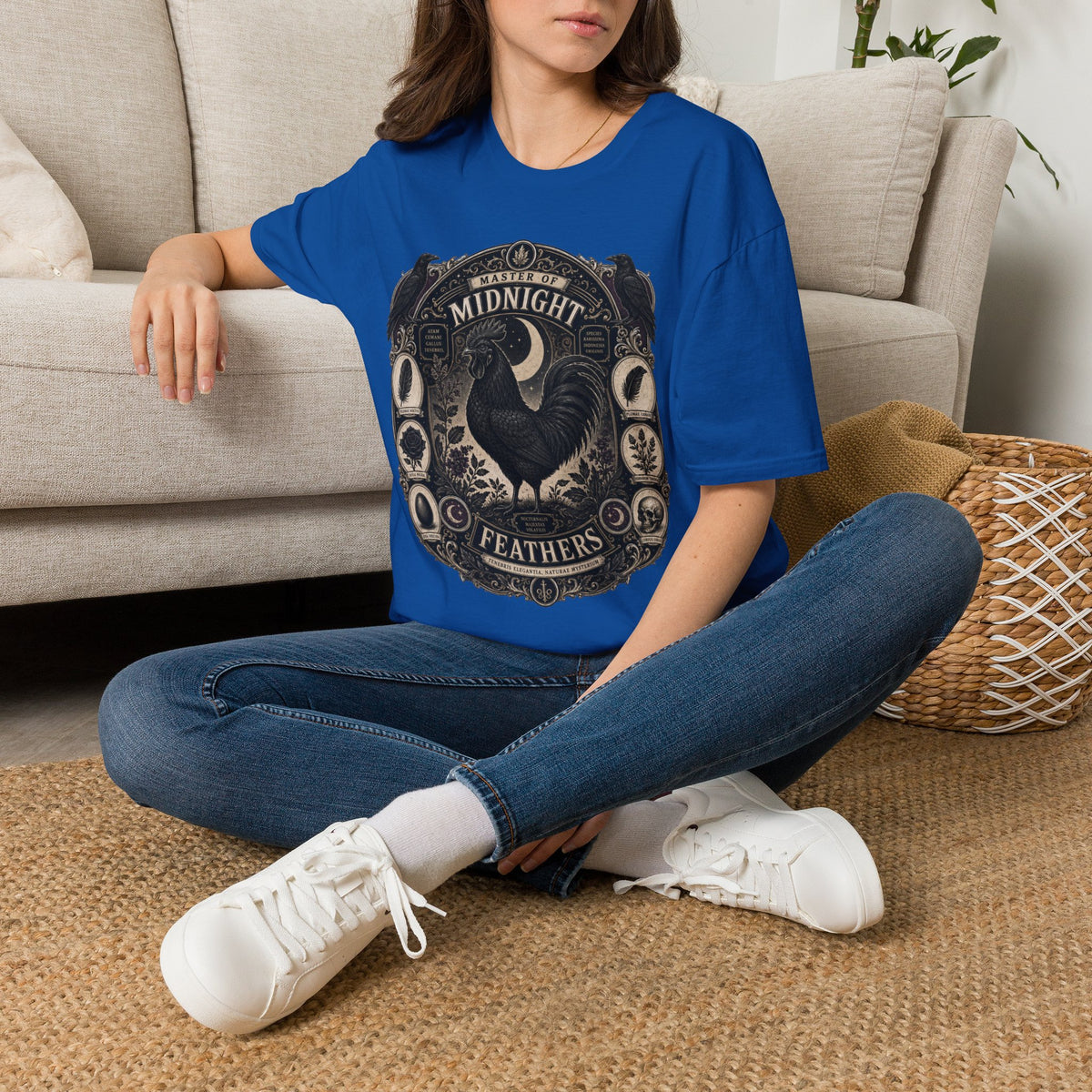 Master of Midnight Feathers Ayam Cemani T-Shirt — Gothic Rooster Graphic Tee