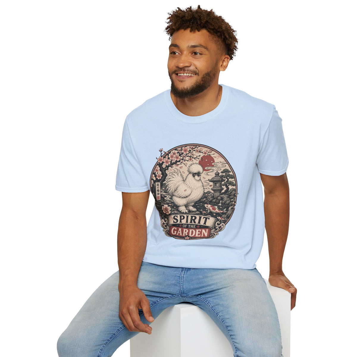 Blossom Garden Silkie T-Shirt — Japanese Woodblock Hen Tee