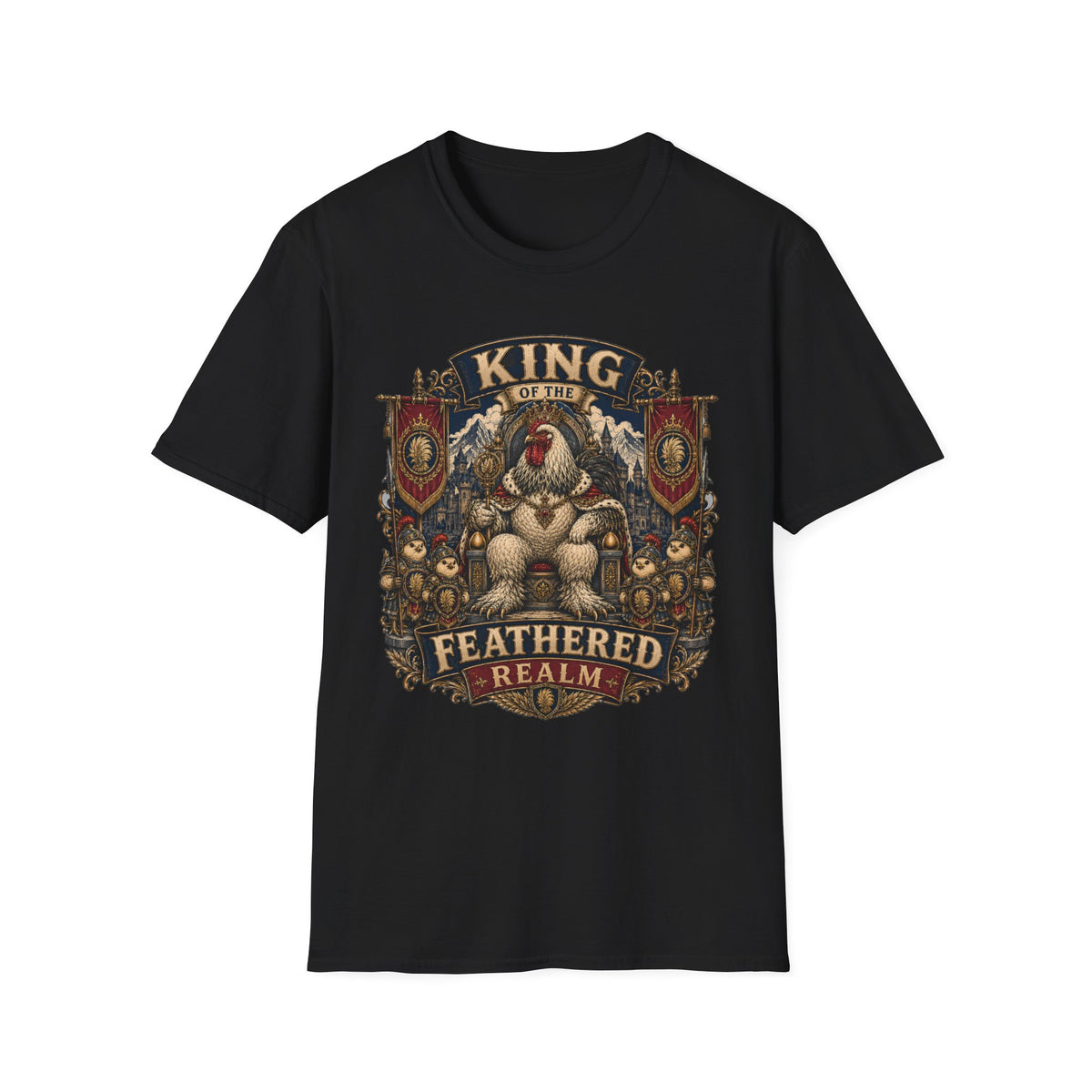 King of the Feathered Realm Brahma T-Shirt — Royal Rooster Crest Tee