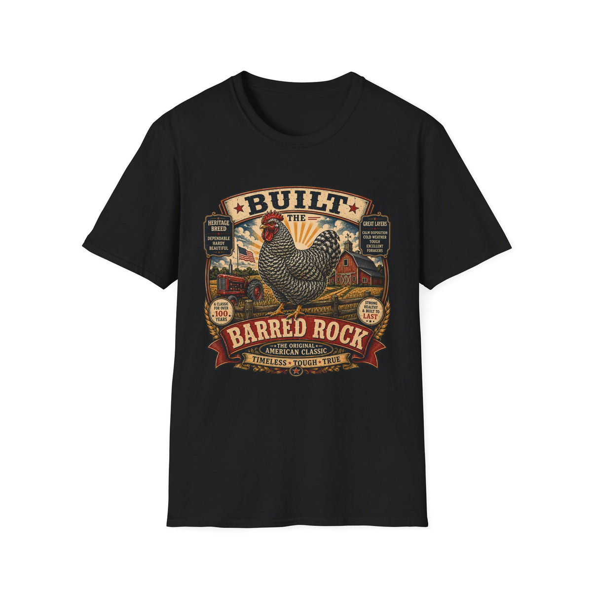 Barred Rock Heritage Farm T-Shirt — Original American Classic Rooster Tee