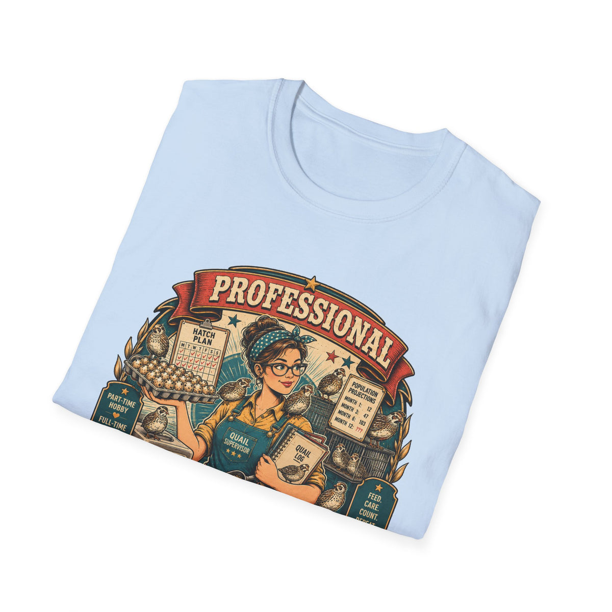 Tiny Bird Enthusiast Badge T-Shirt — Quail Keeper Vintage Graphic Tee