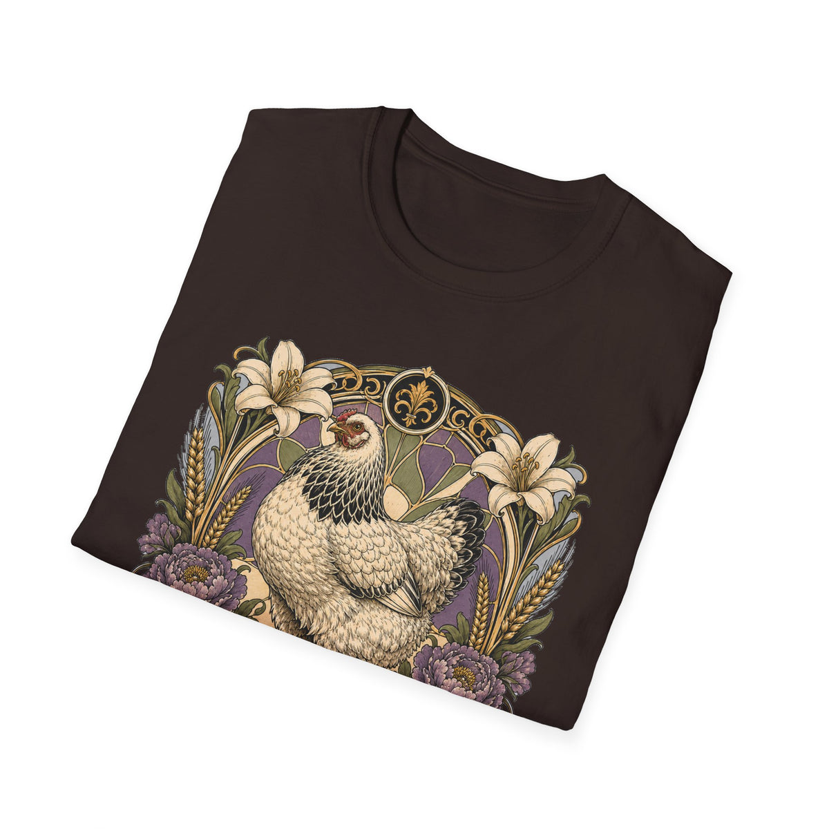 Strength in Grace Brahma Hen T-Shirt — Botanical Rooster Art Tee