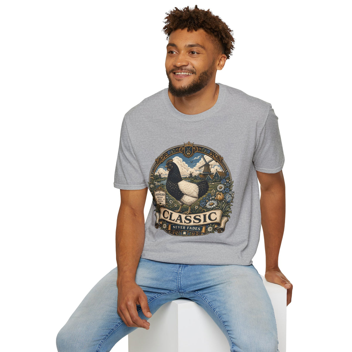 Lakenvelder Heritage Badge T-Shirt — Classic Never Fades Rooster Tee
