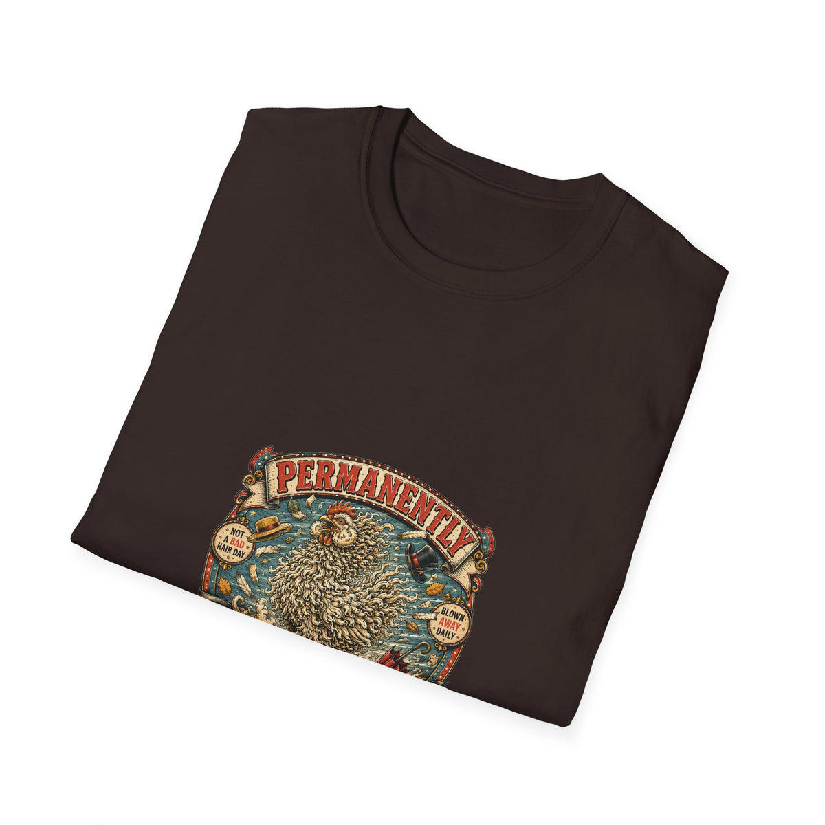 Permanently Windswept Frizzle T-Shirt — Curly Feather Novelty Tee